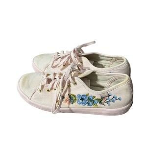 Keds X Rifle Paper Company Womens Pastel Pink Lace Up Canvas Sneakers Size 7